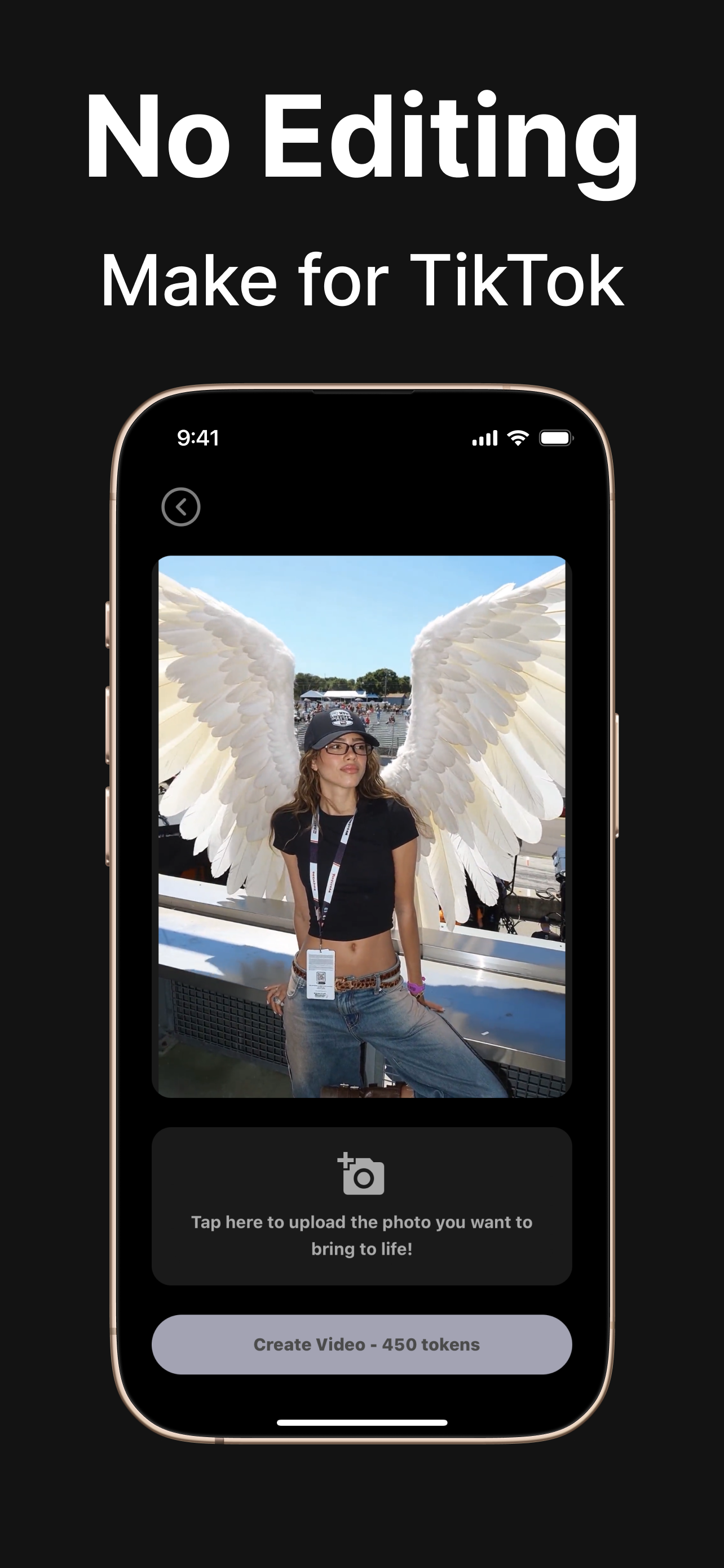 No Editing Make for TikTok - Angel wings effect applied to photos for social media